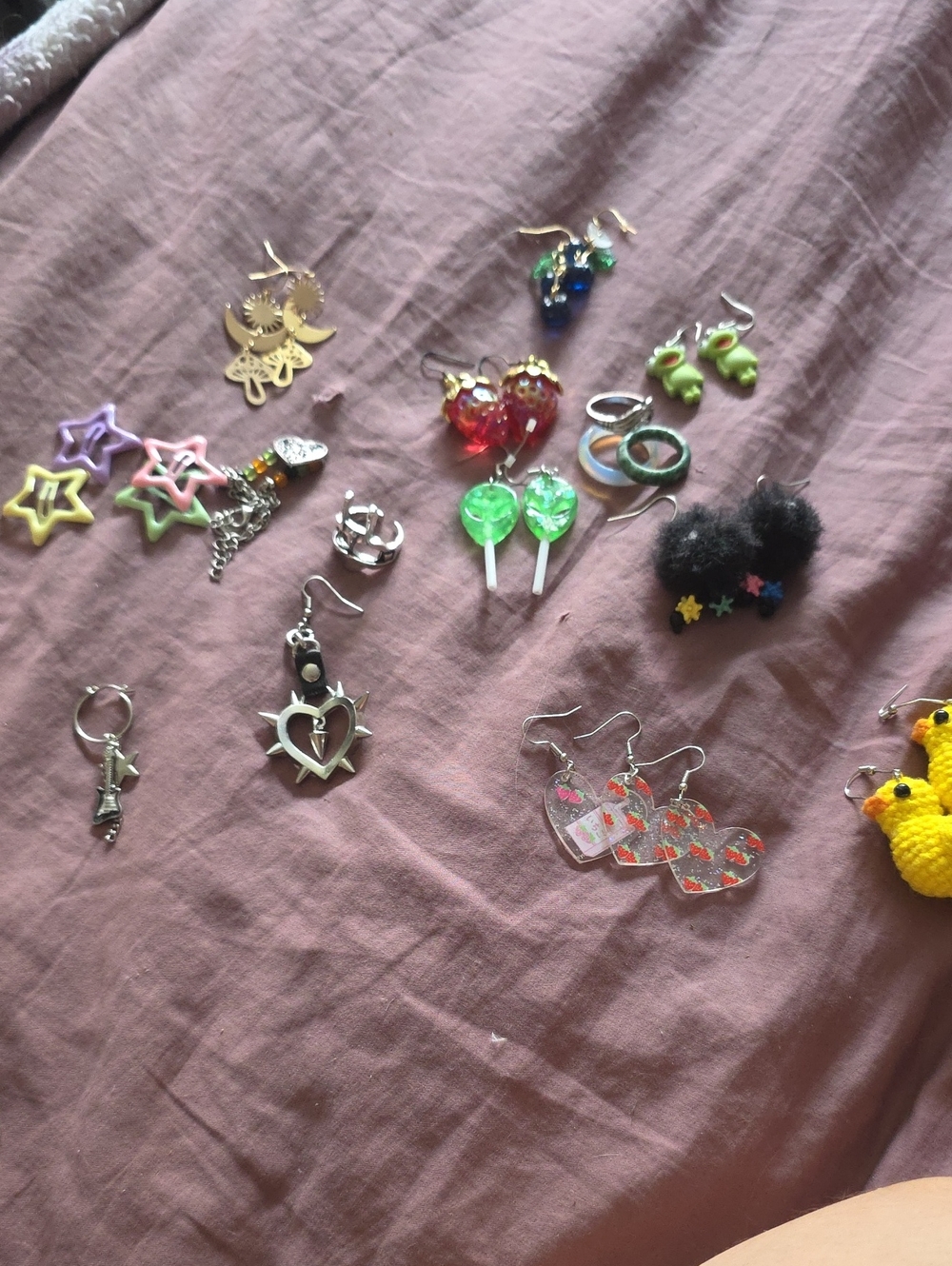 Claire's Mixed Color Fun Earrings Lot - Pink Green Blue Black Yellow